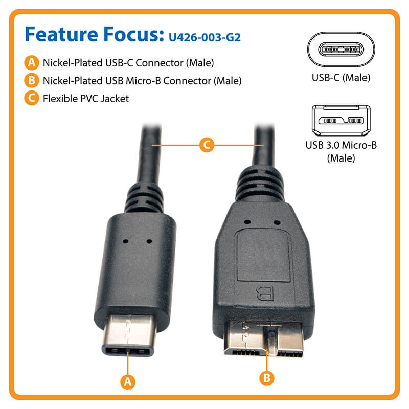 USB-C to USB 3.0 Micro Cable