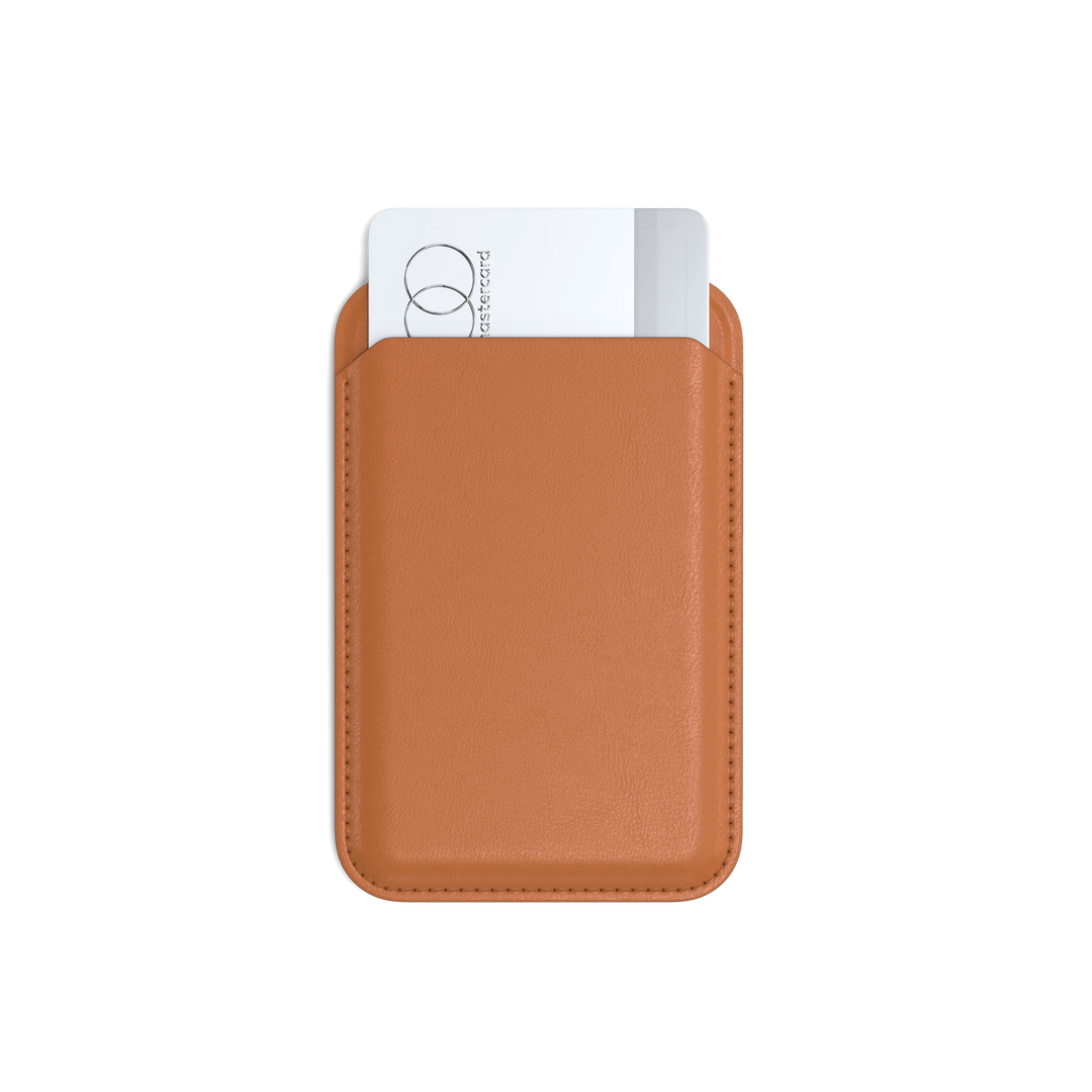 Vegan-Leather Magnetic Wallet Stand, Orange