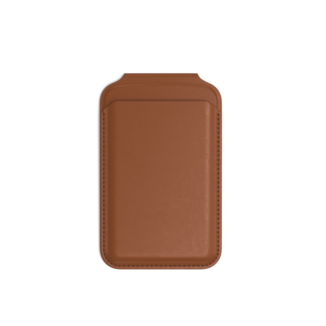 Vegan-Leather Magnetic Wallet Stand, Brown