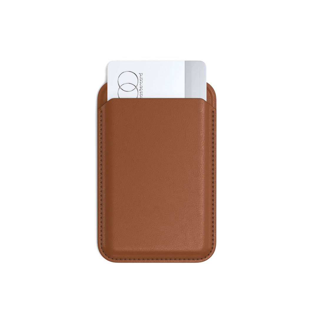 Vegan-Leather Magnetic Wallet Stand, Brown