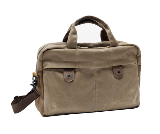 Bolt Briefcase - Small, Waxed Canvas with Chocolate Leather